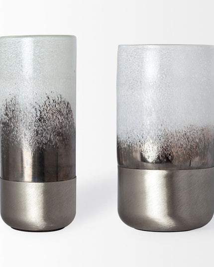 13" White Abstract Crystal Glass Cylinder Table Vase