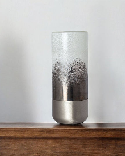 13" White Abstract Crystal Glass Cylinder Table Vase