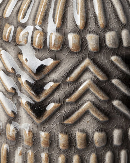 14" Gray Abstract Cylinder Ceramic Table Vase