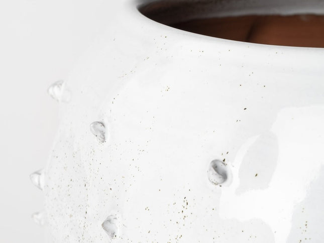 14" White Abstract Cylinder Ceramic Table Vase