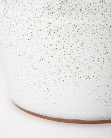 14" White Abstract Cylinder Ceramic Table Vase