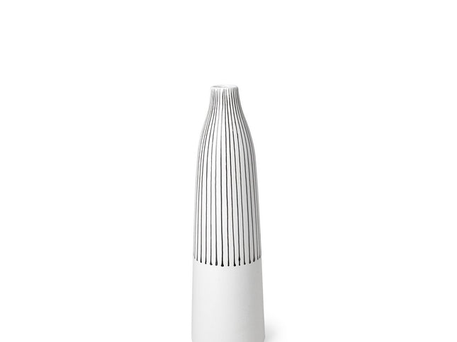 18" Black And White Abstract Cylinder Ceramic Table Vase