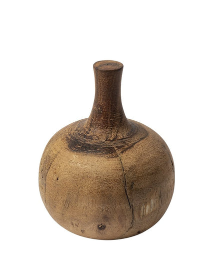 8" Brown Abstract Cylinder Solid Wood Table Vase