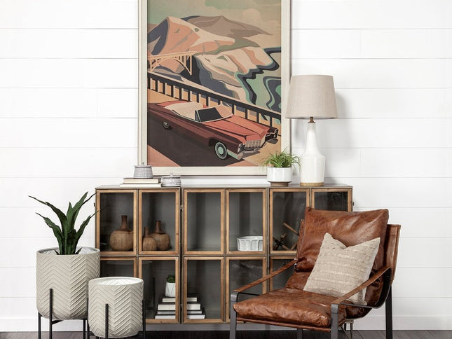 8" Brown Abstract Cylinder Solid Wood Table Vase