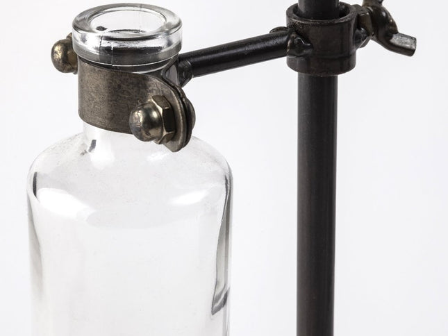 Set of Two Dark Brown Abstract Metal Cylinder Table Vases