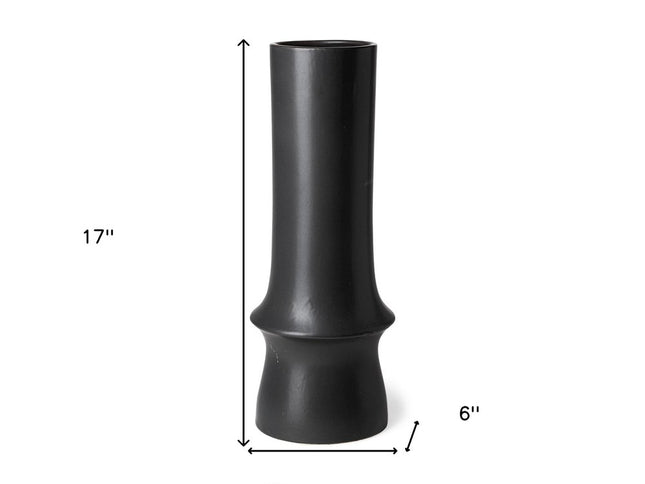17" Black Abstract Cylinder Ceramic Table Vase