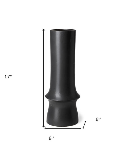 17" Black Abstract Cylinder Ceramic Table Vase