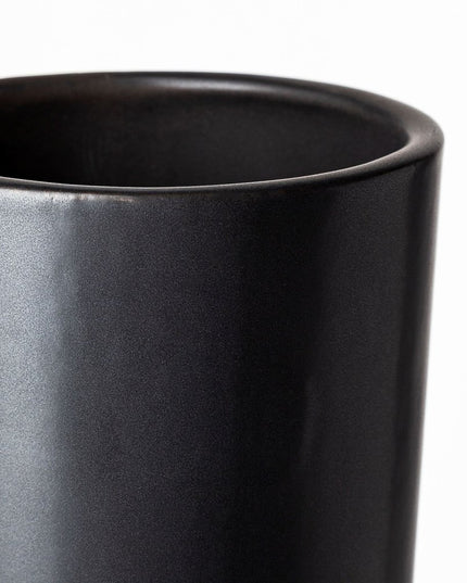 17" Black Abstract Cylinder Ceramic Table Vase