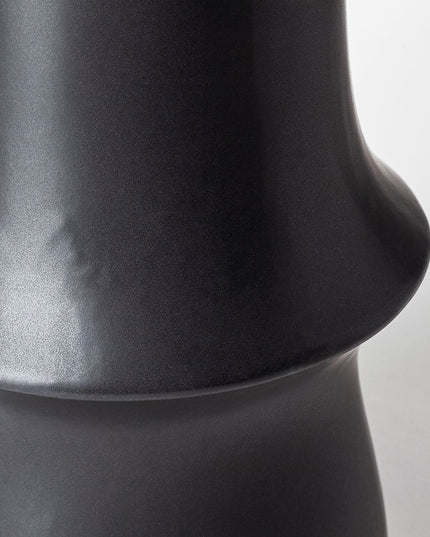 17" Black Abstract Cylinder Ceramic Table Vase