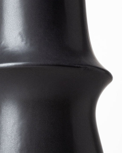 17" Black Abstract Cylinder Ceramic Table Vase