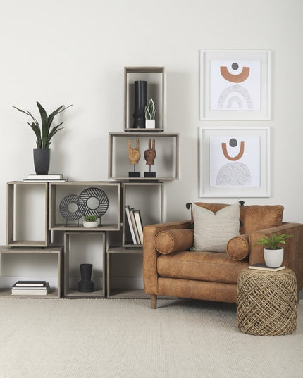 17" Black Abstract Cylinder Ceramic Table Vase