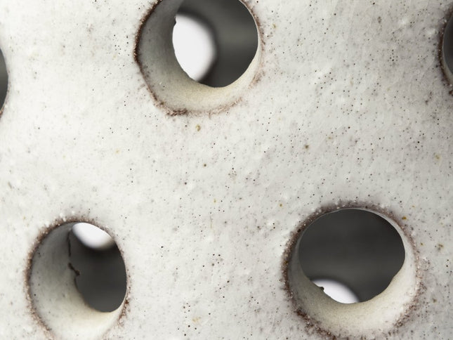 19" White Polka Dots Ceramic Cylinder Table Vase