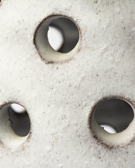 19" White Polka Dots Ceramic Cylinder Table Vase