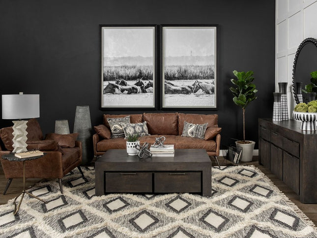 24" Black And White Abstract Cylinder Ceramic Table Vase