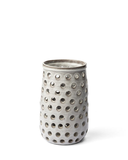 12" White Abstract Cylinder Ceramic Table Vase