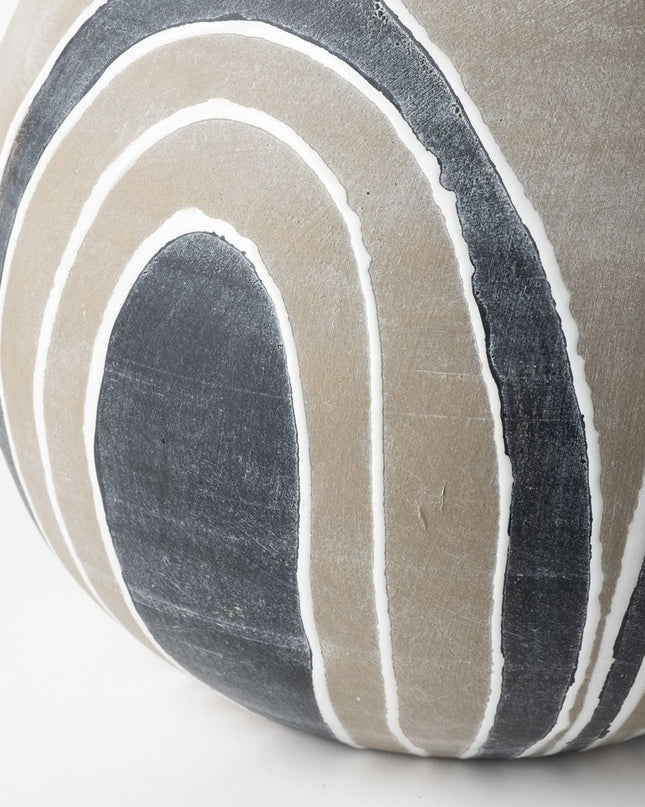 10" Brown And White Abstract Cylinder Ceramic Table Vase