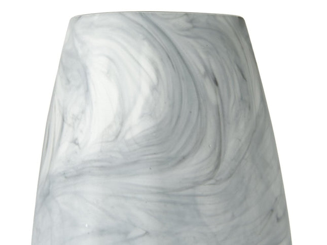 12" Gray And White Abstract Cylinder Crystal Glass Table Vase