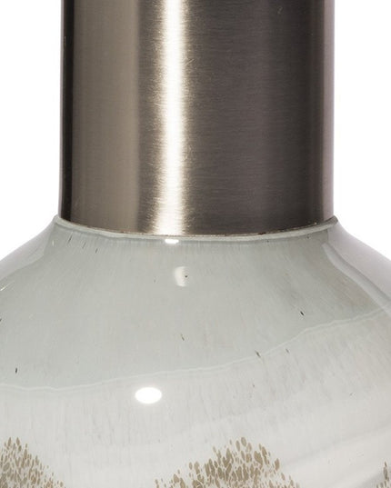 13" Bronze And White Ombre Glass Cylinder Table Vase