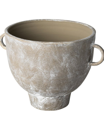 10" Brown Abstract Cylinder Ceramic Table Vase