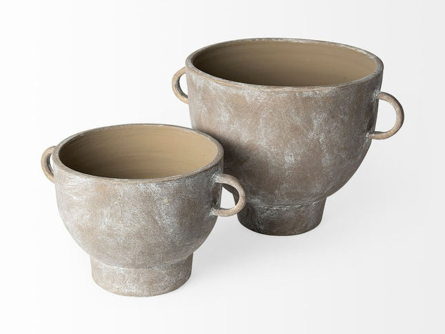 10" Brown Abstract Cylinder Ceramic Table Vase