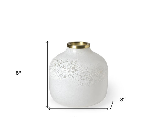 8" White Abstract Cylinder Crystal Glass Table Vase