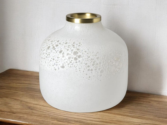 8" White Abstract Cylinder Crystal Glass Table Vase