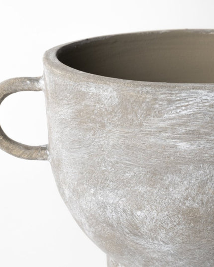 7" Brown Abstract Cylinder Ceramic Table Vase