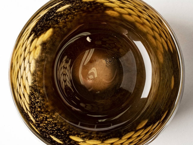 6" Gold Abstract Cylinder Crystal Glass Table Vase