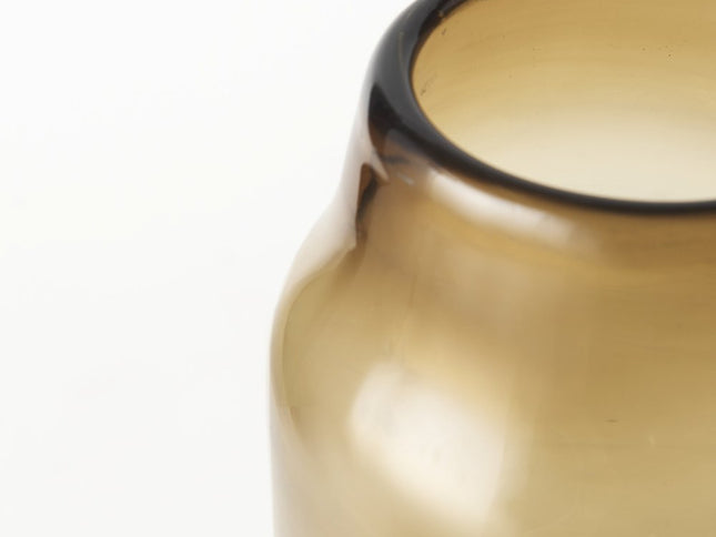 16" Golden Brown Abstract Cylinder Crystal Glass Table Vase