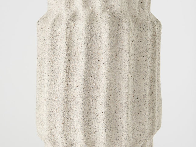 23" Cream Abstract Cylinder Ceramic Table Vase