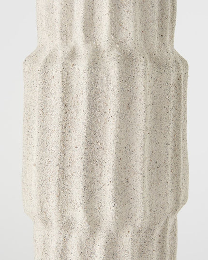 23" Cream Abstract Cylinder Ceramic Table Vase