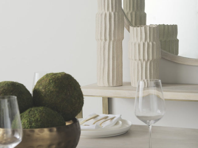 23" Cream Abstract Cylinder Ceramic Table Vase