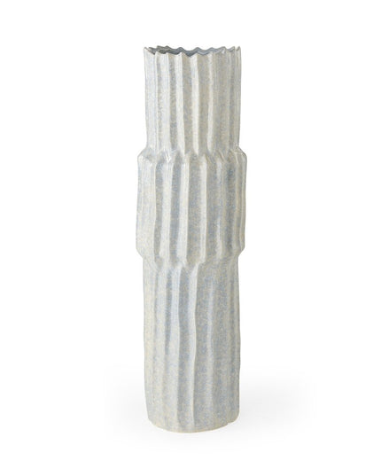 23" Gray Abstract Cylinder Ceramic Table Vase