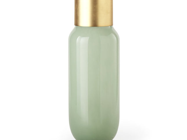 17" Green Abstract Cylinder Crystal Glass Table Vase