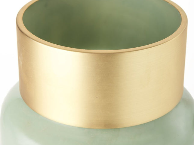 12" Green Abstract Cylinder Crystal Glass Table Vase