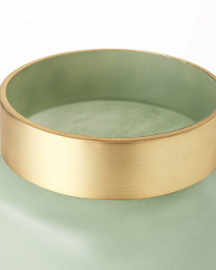 10" Green Abstract Cylinder Crystal Glass Table Vase