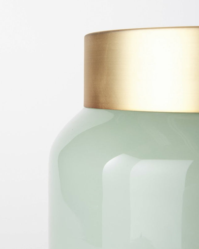 10" Green Abstract Cylinder Crystal Glass Table Vase