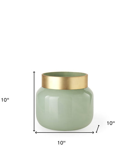 10" Green Abstract Cylinder Crystal Glass Table Vase