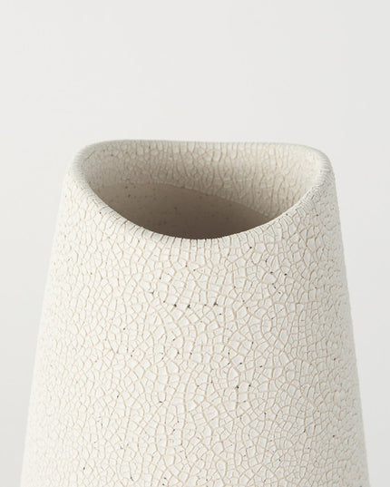 14" Cream Abstract Cylinder Ceramic Table Vase