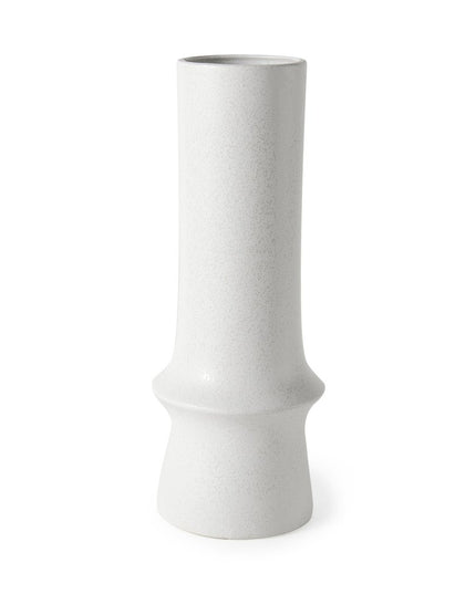 17" White Abstract Cylinder Ceramic Table Vase