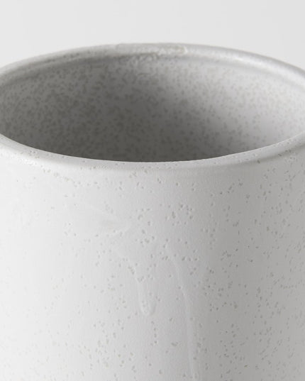 17" White Abstract Cylinder Ceramic Table Vase