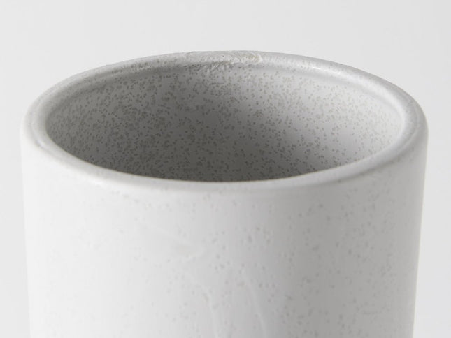 17" White Abstract Cylinder Ceramic Table Vase