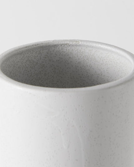 17" White Abstract Cylinder Ceramic Table Vase