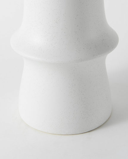17" White Abstract Cylinder Ceramic Table Vase