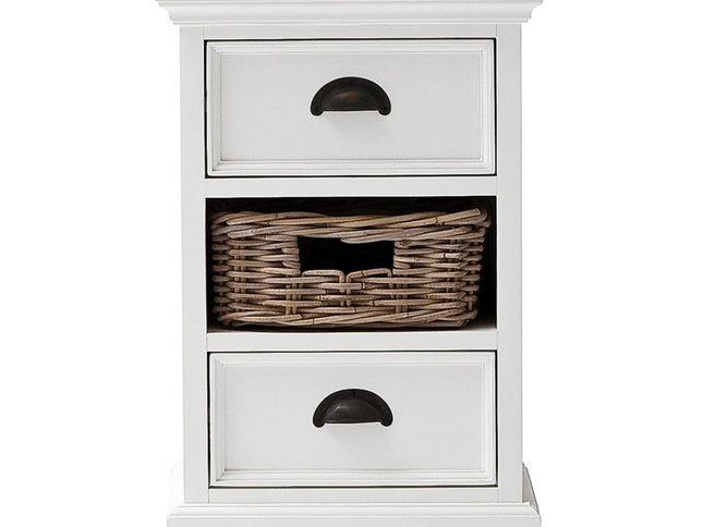 24" White Solid Wood Two Drawer Nightstand