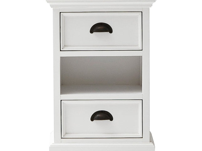 24" White Solid Wood Two Drawer Nightstand