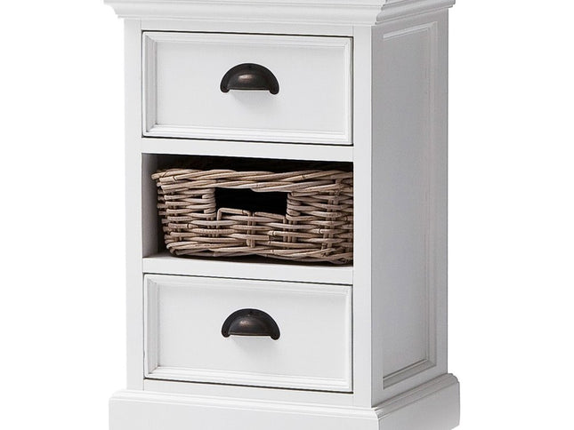 24" White Solid Wood Two Drawer Nightstand