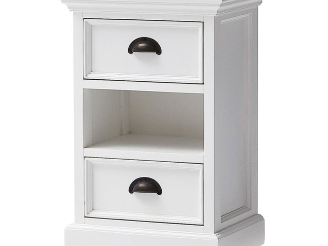 24" White Solid Wood Two Drawer Nightstand