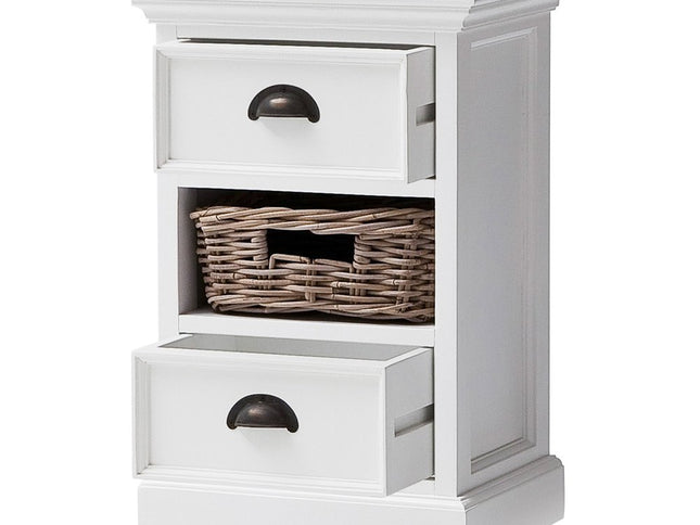 24" White Solid Wood Two Drawer Nightstand