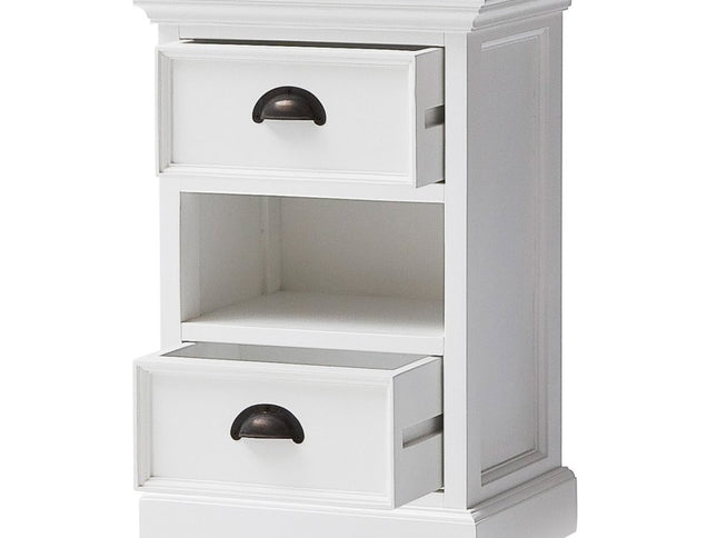 24" White Solid Wood Two Drawer Nightstand